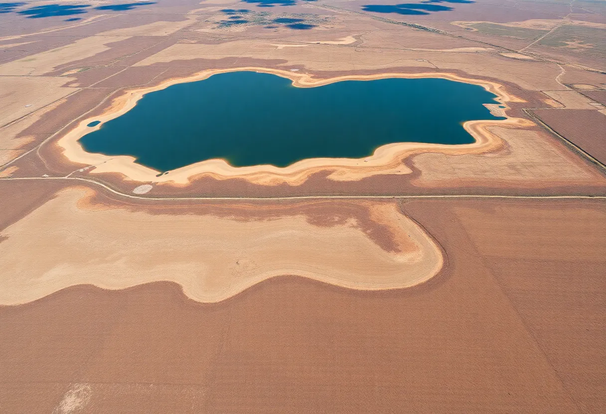 Aerial view of a dry lake in Georgia