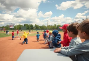 Children participating in the educational weather program at Truist Park