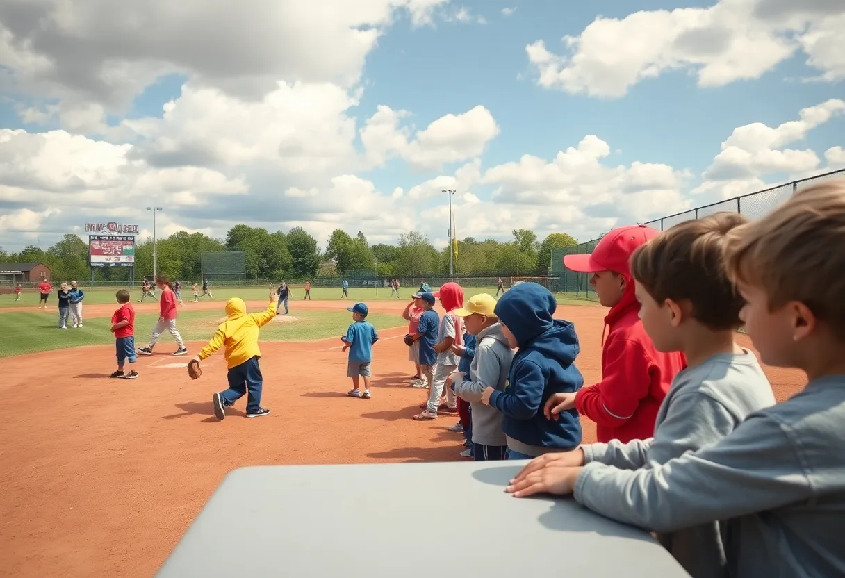 Children participating in the educational weather program at Truist Park