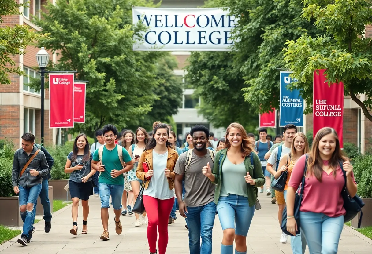 Students moving into Elon University for orientation