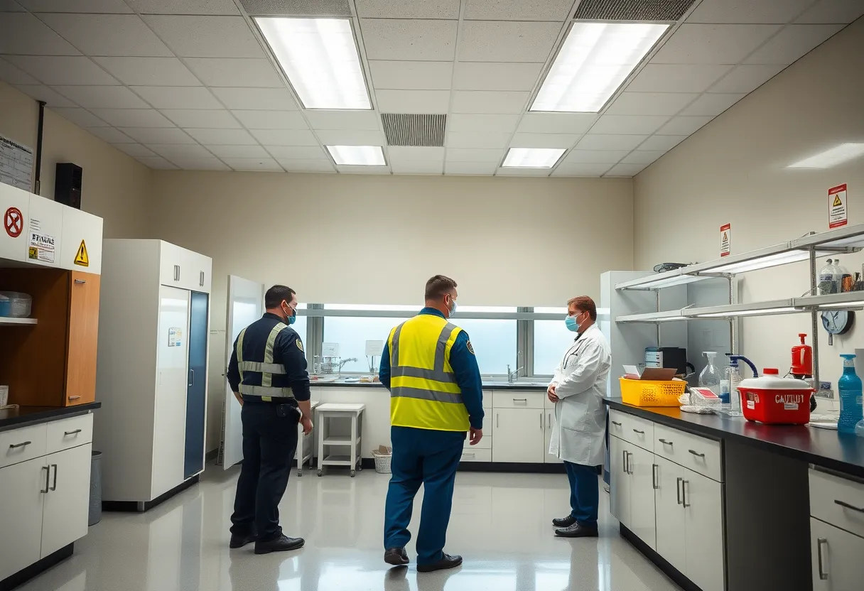Emergency responders at Georgia Tech's Molecular Science and Engineering Building