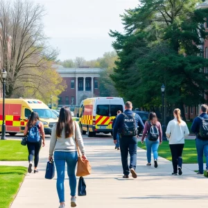 Police presence at university campus during emergency response