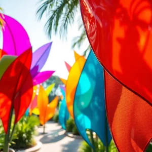 Colorful sculptures in Atlanta Botanical Garden