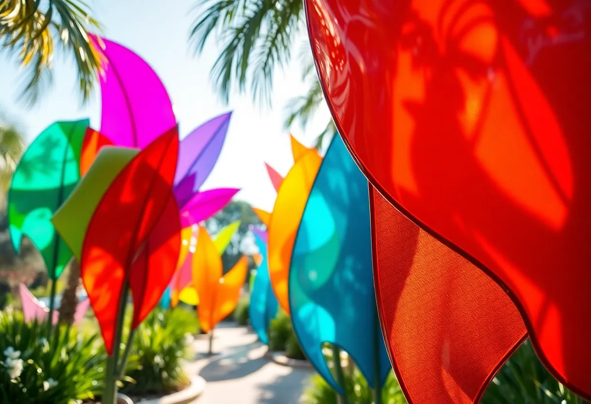 Colorful sculptures in Atlanta Botanical Garden