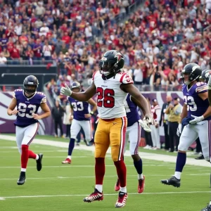 Atlanta Falcons celebrating during a football game