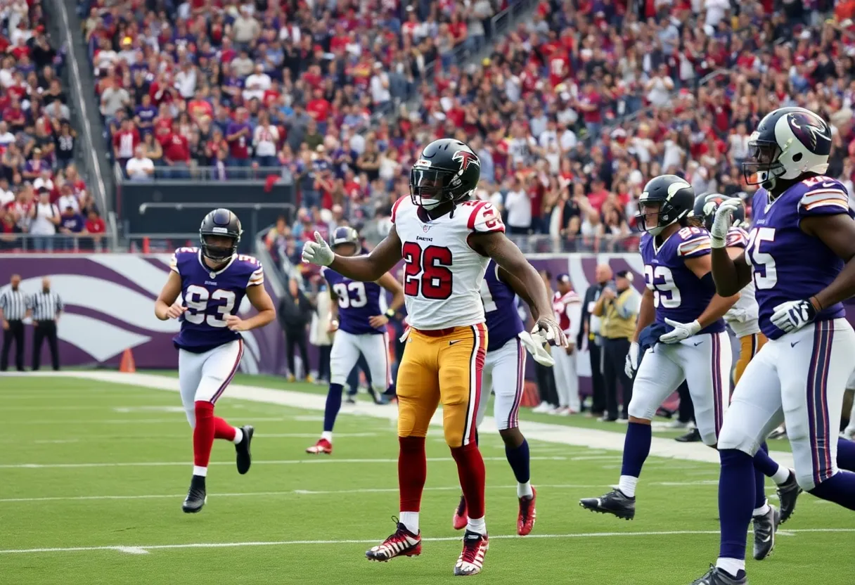 Atlanta Falcons celebrating during a football game