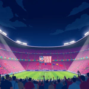 Exciting night football atmosphere at U.S. Bank Stadium