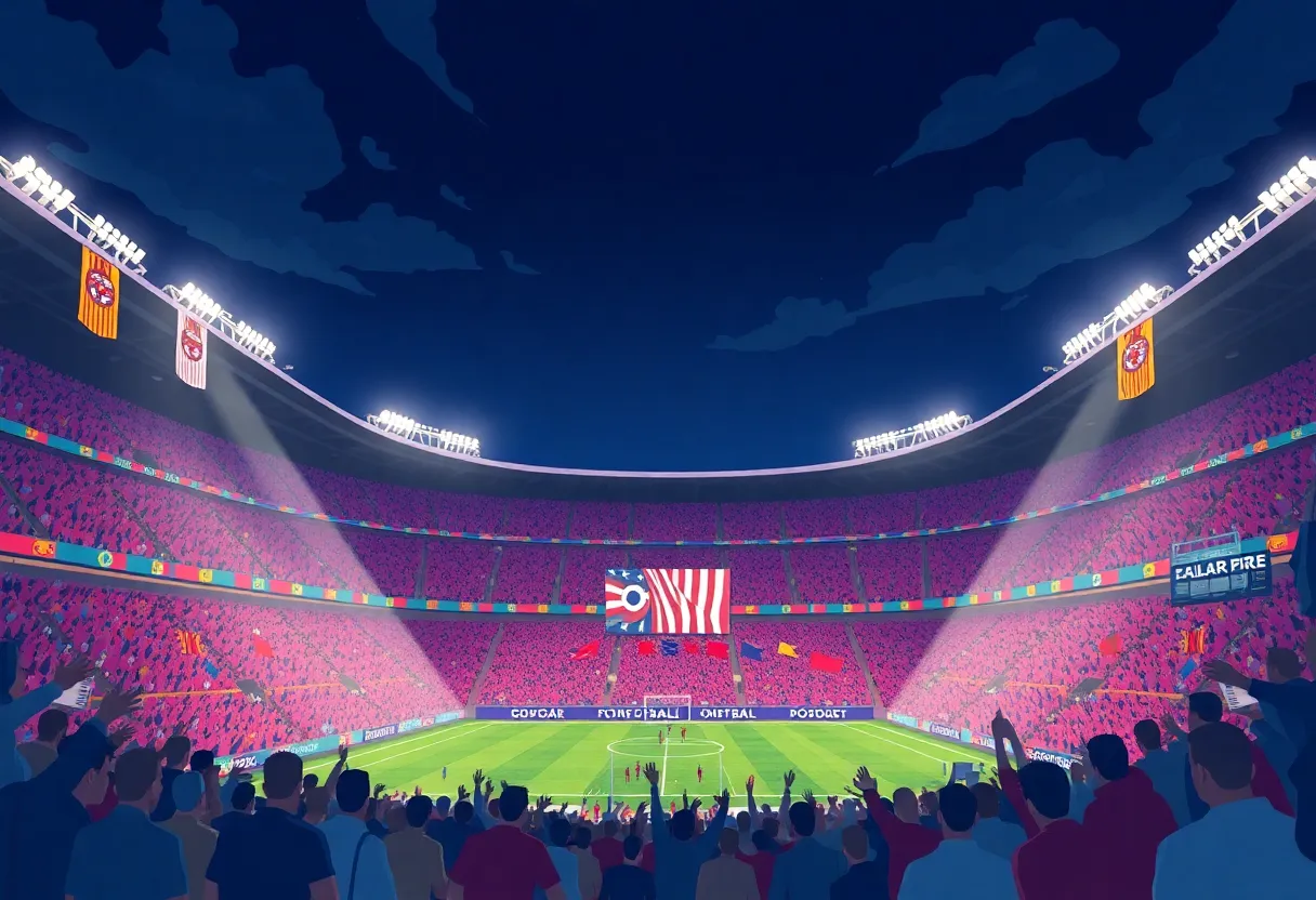 Exciting night football atmosphere at U.S. Bank Stadium