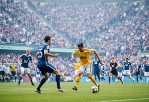 Football players in action during the Falcons vs Commanders game