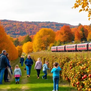 Families enjoying fall activities in an autumn landscape near Atlanta.