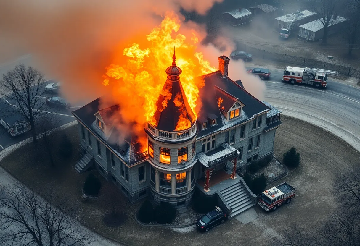 A historic mansion in Atlanta on fire during renovation