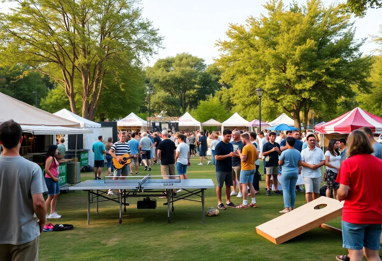 Crowd enjoying live music at 10th Street Park in Atlanta