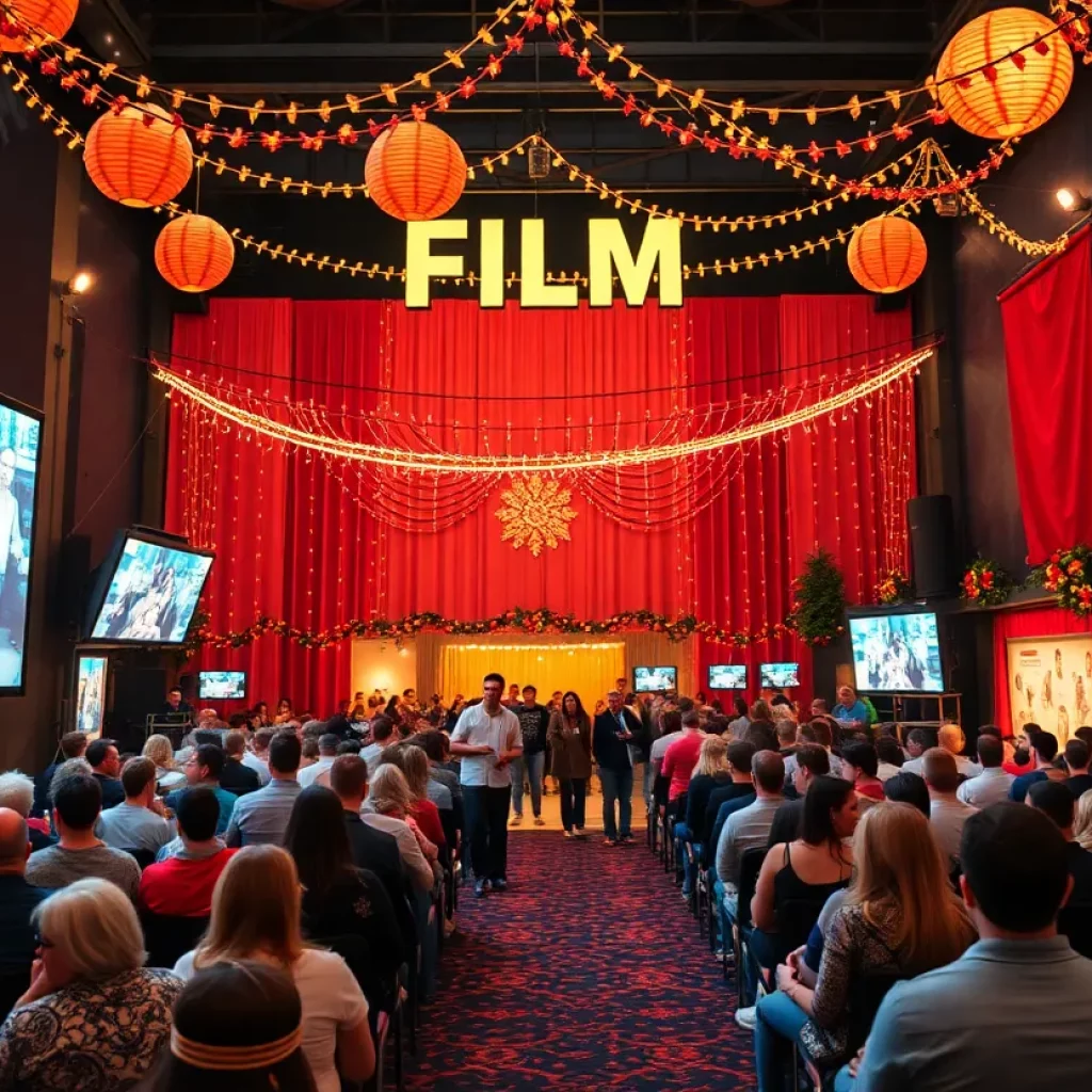 Crowd enjoying a film festival in Georgia