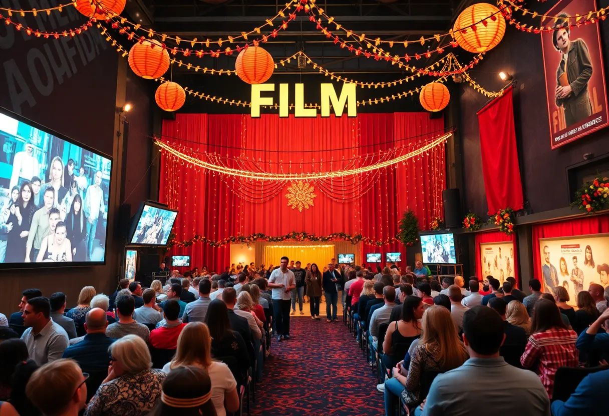 Crowd enjoying a film festival in Georgia