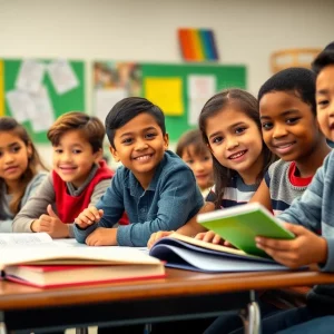 Students in a classroom engaging with educational materials