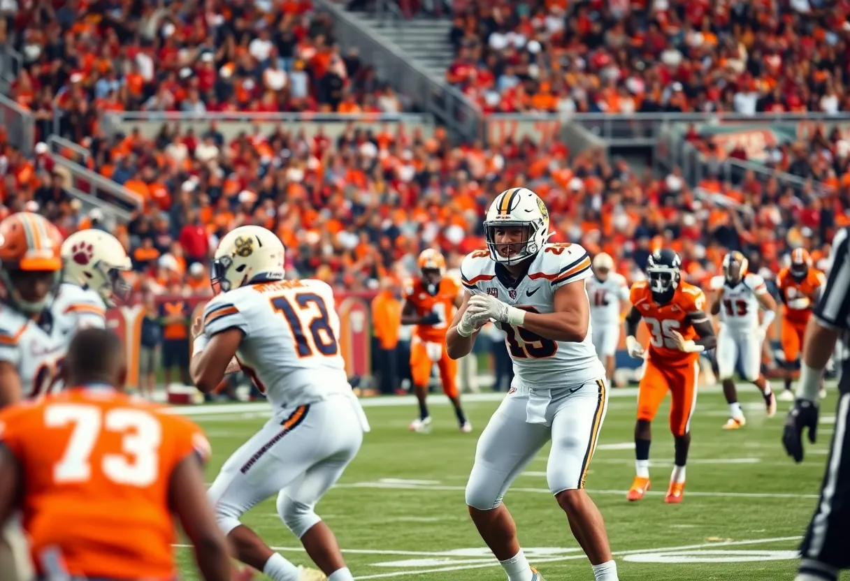 Georgia Tech football team celebrating after winning against Clemson