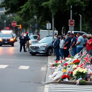 Community members gathering in response to gun violence in Atlanta.