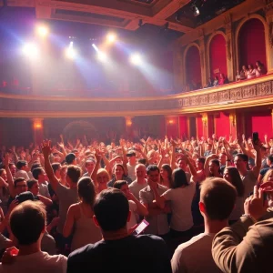 Concert scene of Halsey's Back to Badlands tour with a lively audience.