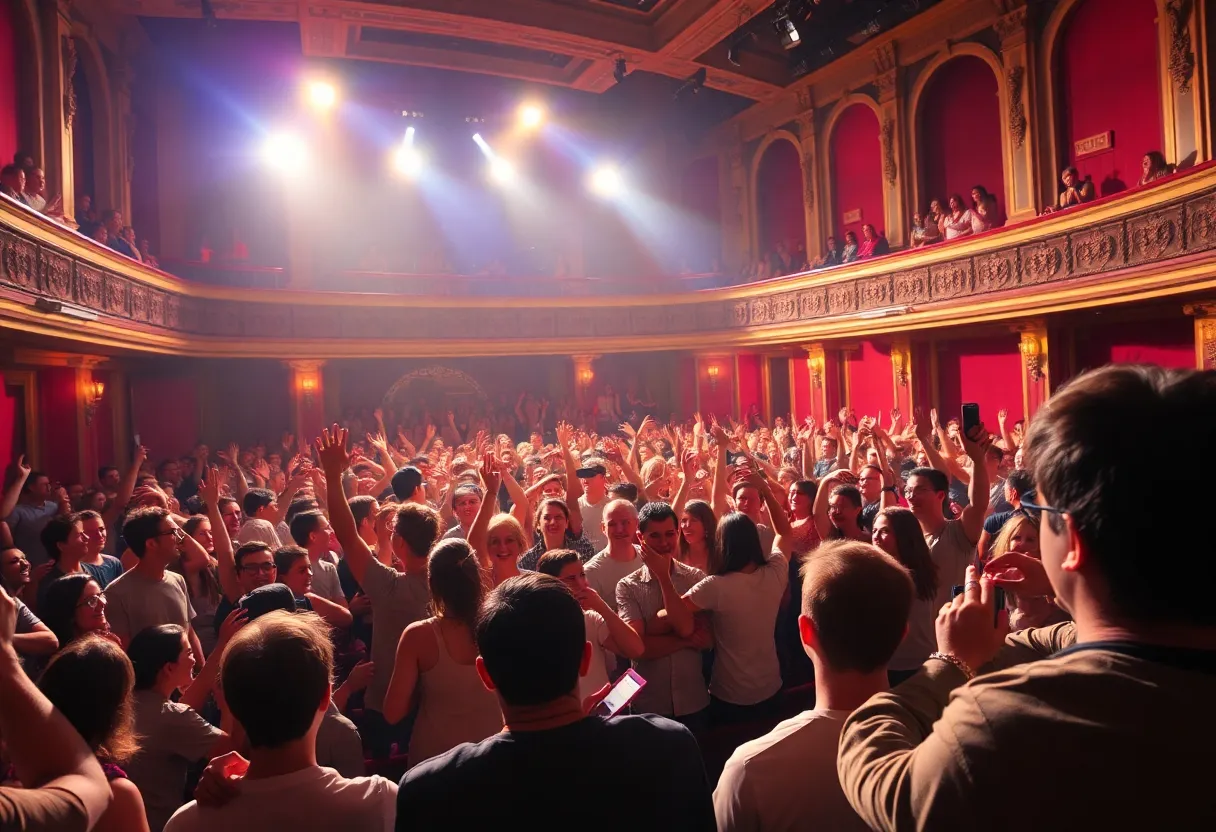 Concert scene of Halsey's Back to Badlands tour with a lively audience.