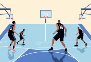 Illustration representing strategic basketball trade discussions.