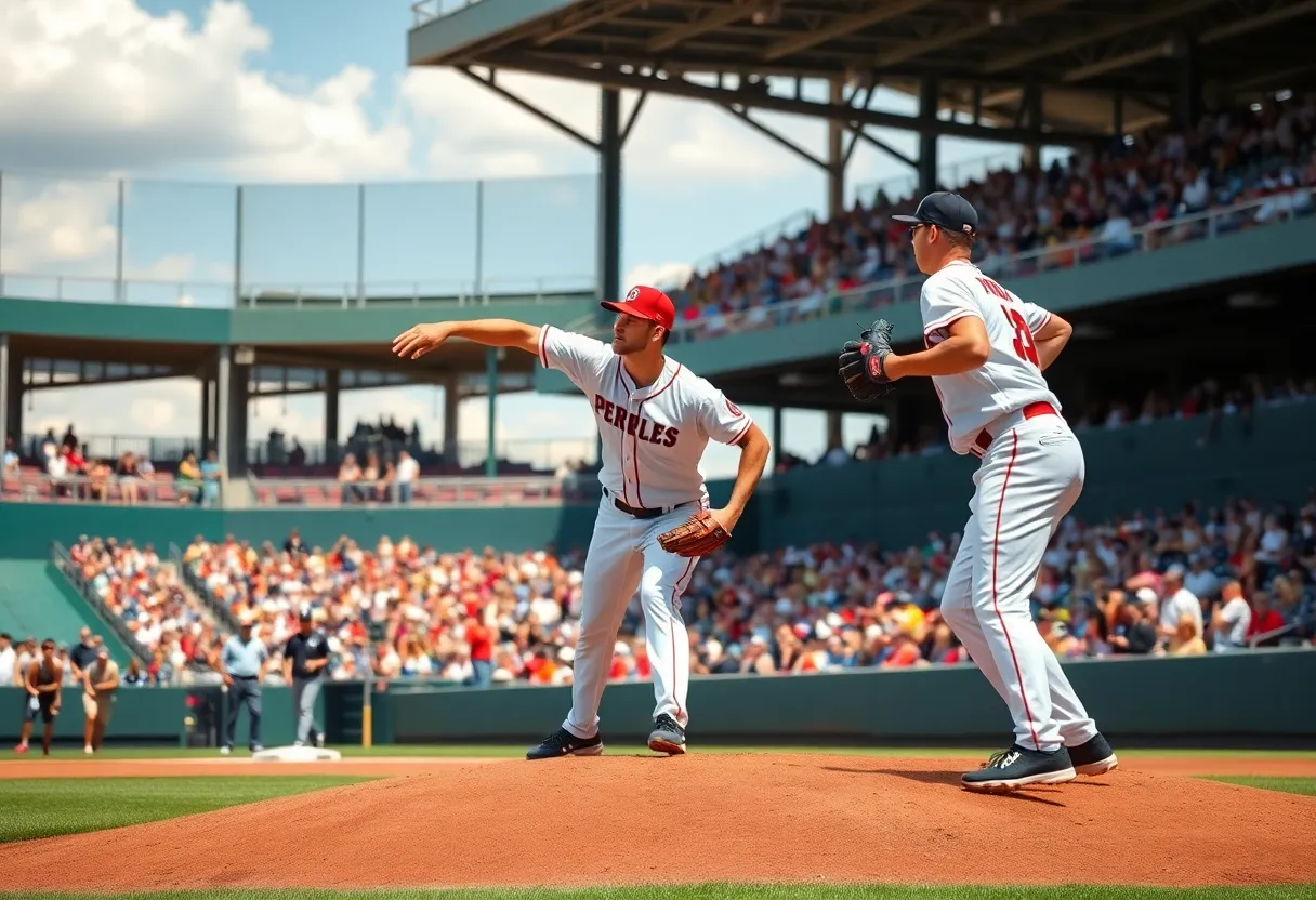 A pitcher focused on the game, playing in front of an enthusiastic crowd.