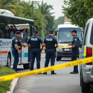 Police investigating a tour vehicle for theft