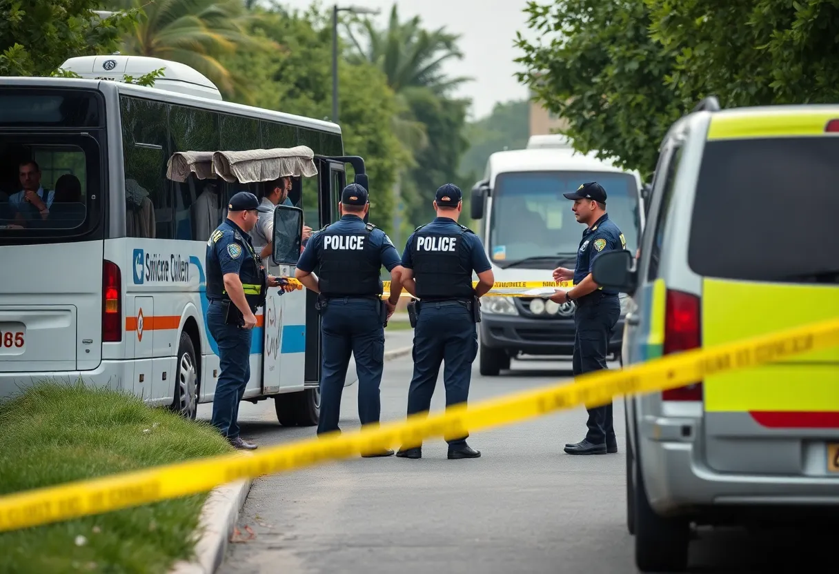 Police investigating a tour vehicle for theft