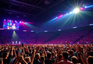 Crowd enjoying the iHeartRadio Jingle Ball concert at Dickies Arena