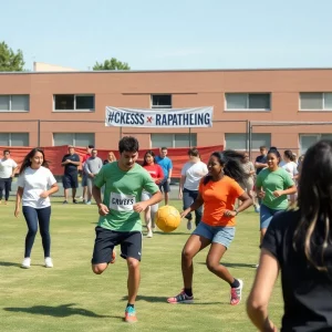 Participants in the kickball marathon supporting sex trafficking awareness