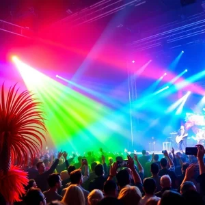 Audience enjoying Lady Gaga's Mayhem Ball Tour concert