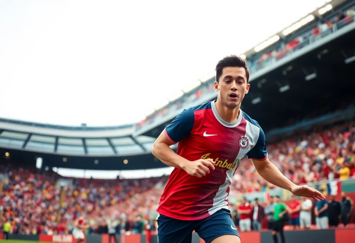 Soccer player in action during a match