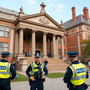 Police presence at university campus during lockdown
