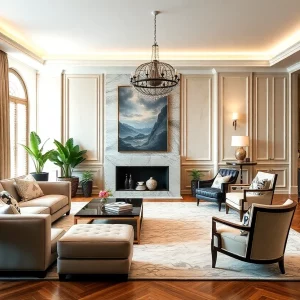 Luxuriously staged living room by Linden Creek