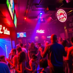 Vibrant nightlife at a strip club in Atlanta