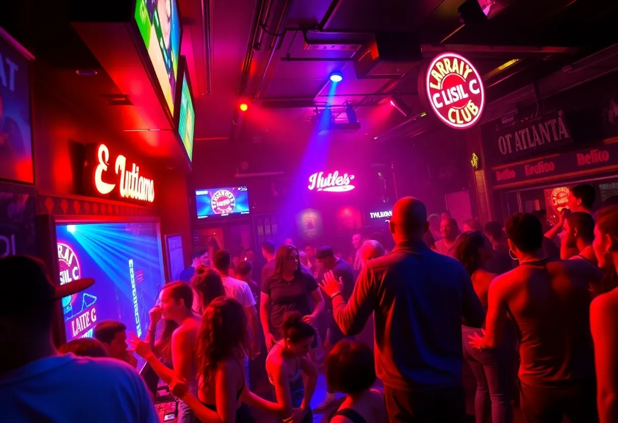 Vibrant nightlife at a strip club in Atlanta
