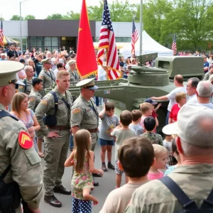 Community celebrating Marine Week Atlanta with Marines and performances