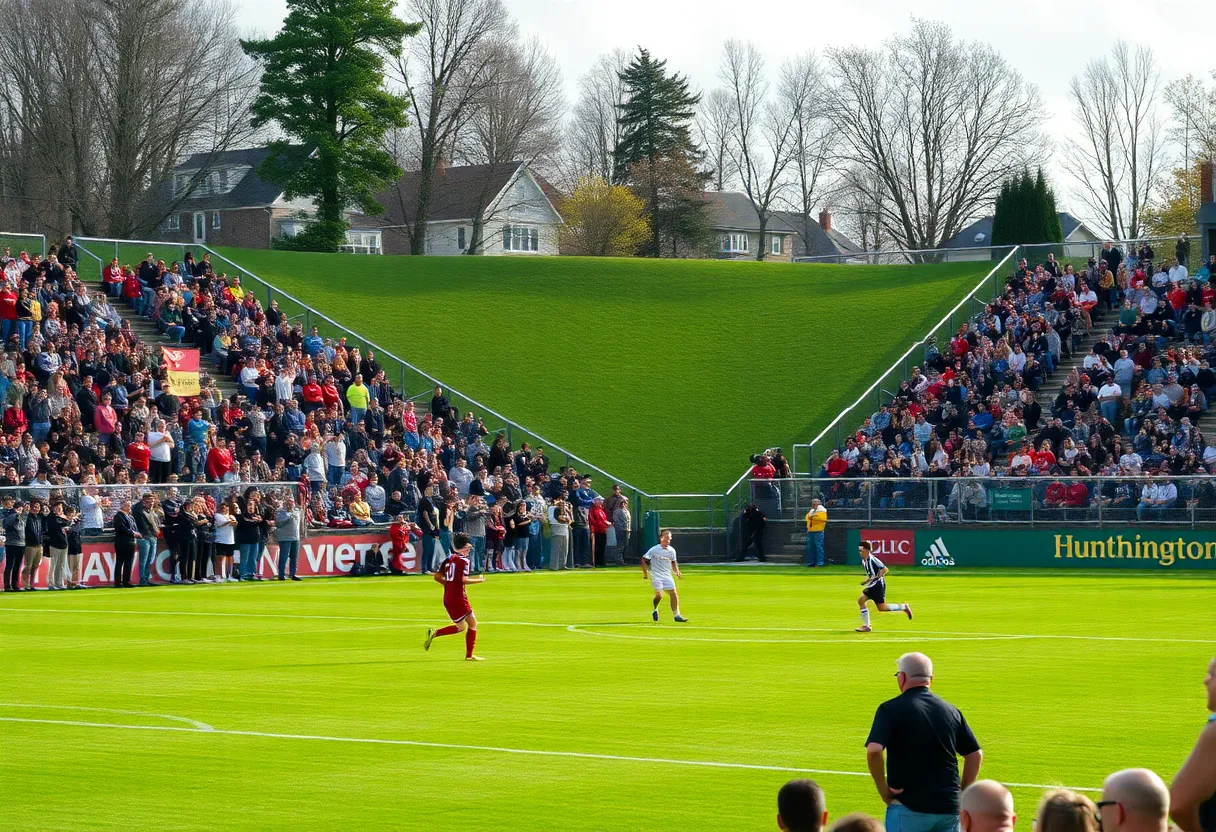 Fans cheering for Marshall University Men's Soccer team on the field