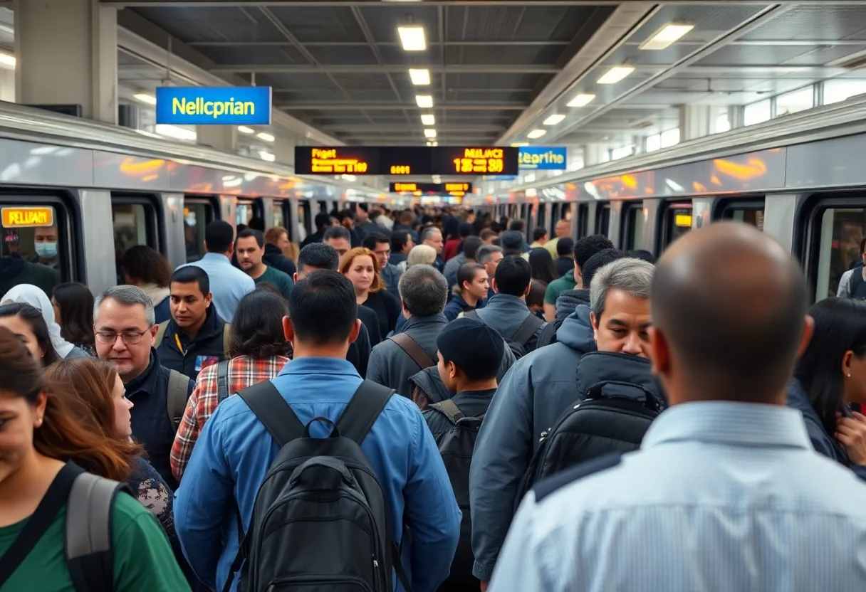 Busiest day at MARTA station with many passengers and safety personnel