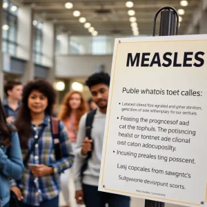 Public health warning about measles at a university
