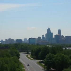 Warm and humid weather in Metro Atlanta with skyline view.
