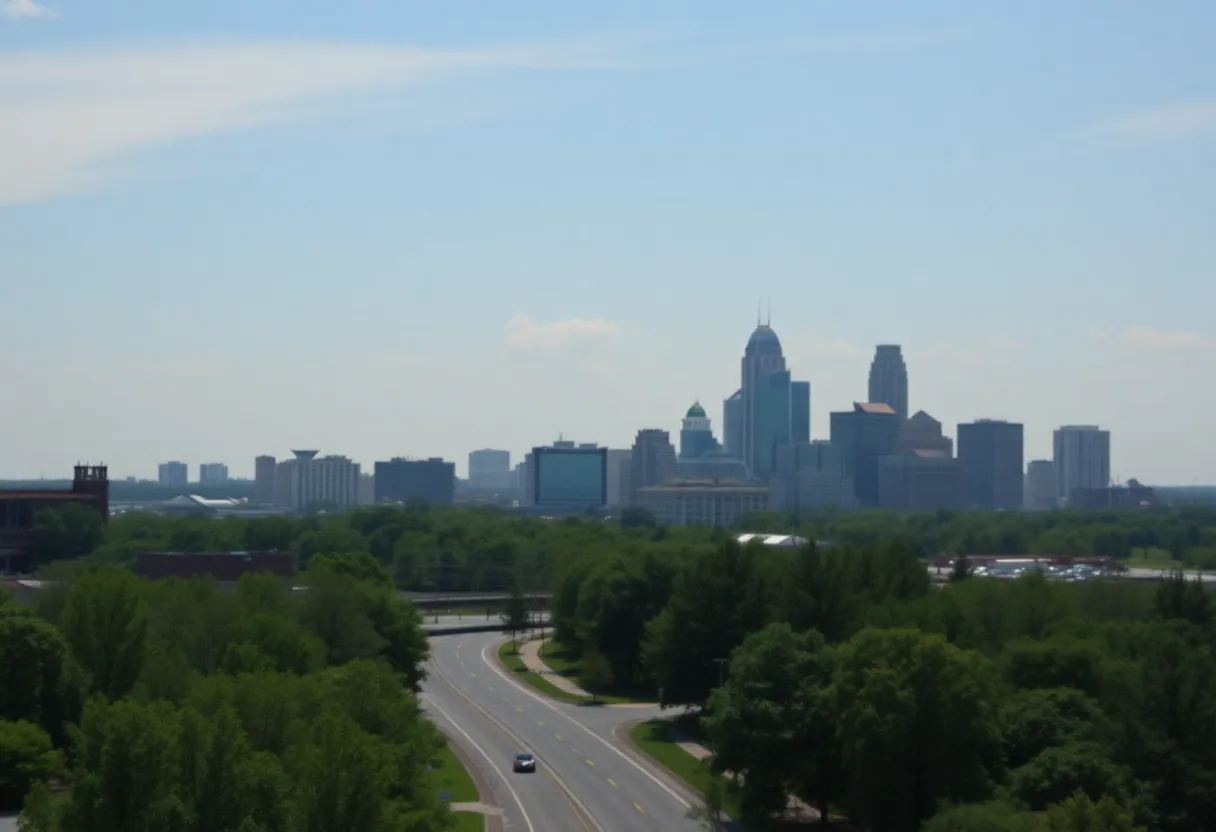 Warm and humid weather in Metro Atlanta with skyline view.