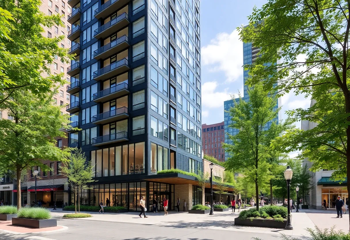 Rendering of new student housing tower in Midtown Atlanta