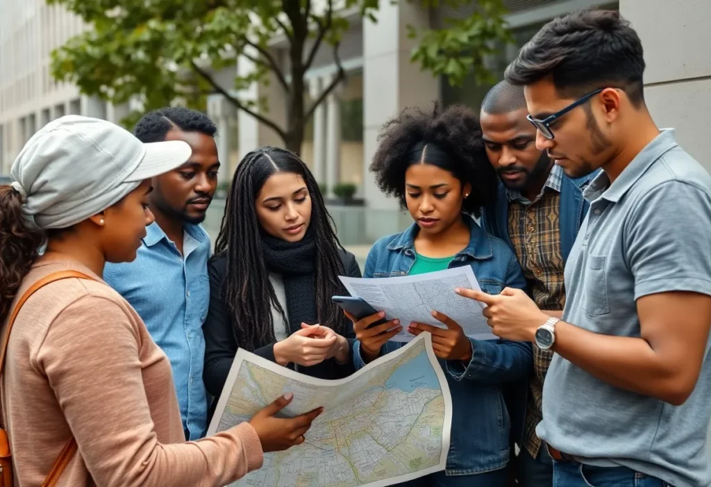 People discussing an urgent missing person situation in Atlanta