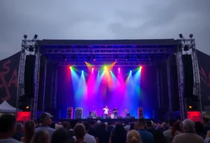 Vibrant concert stage with fresh lights