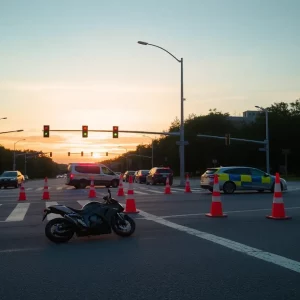 Scene of a motorcycle crash in Buckhead, Atlanta