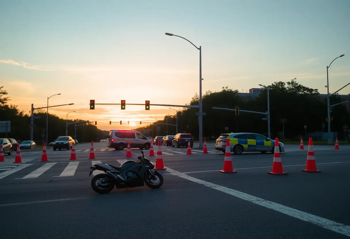 Scene of a motorcycle crash in Buckhead, Atlanta