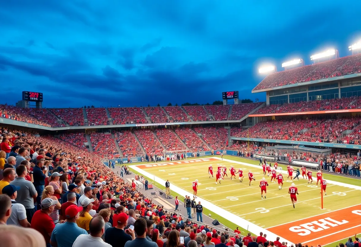 Murray State Racers and Georgia State Panthers competing in a college football game