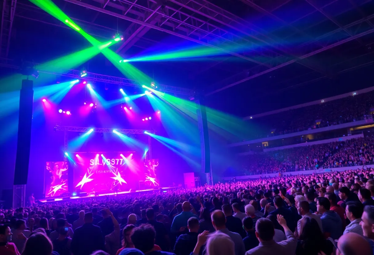 Concert crowd enjoying performance