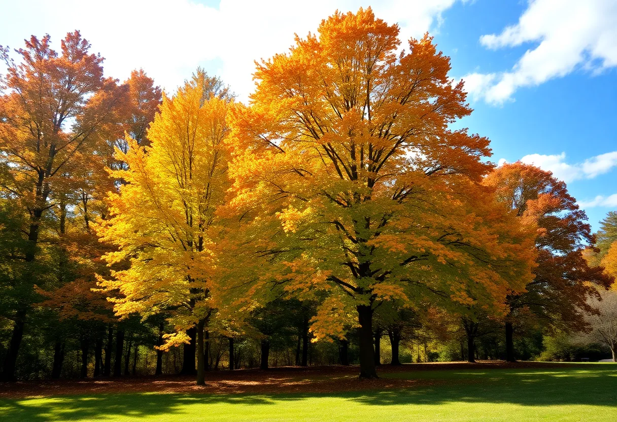 Scenic view of fall weather in North Georgia with colorful foliage