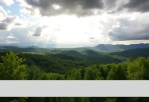 North Georgia landscape showing bright sunlight and dark clouds